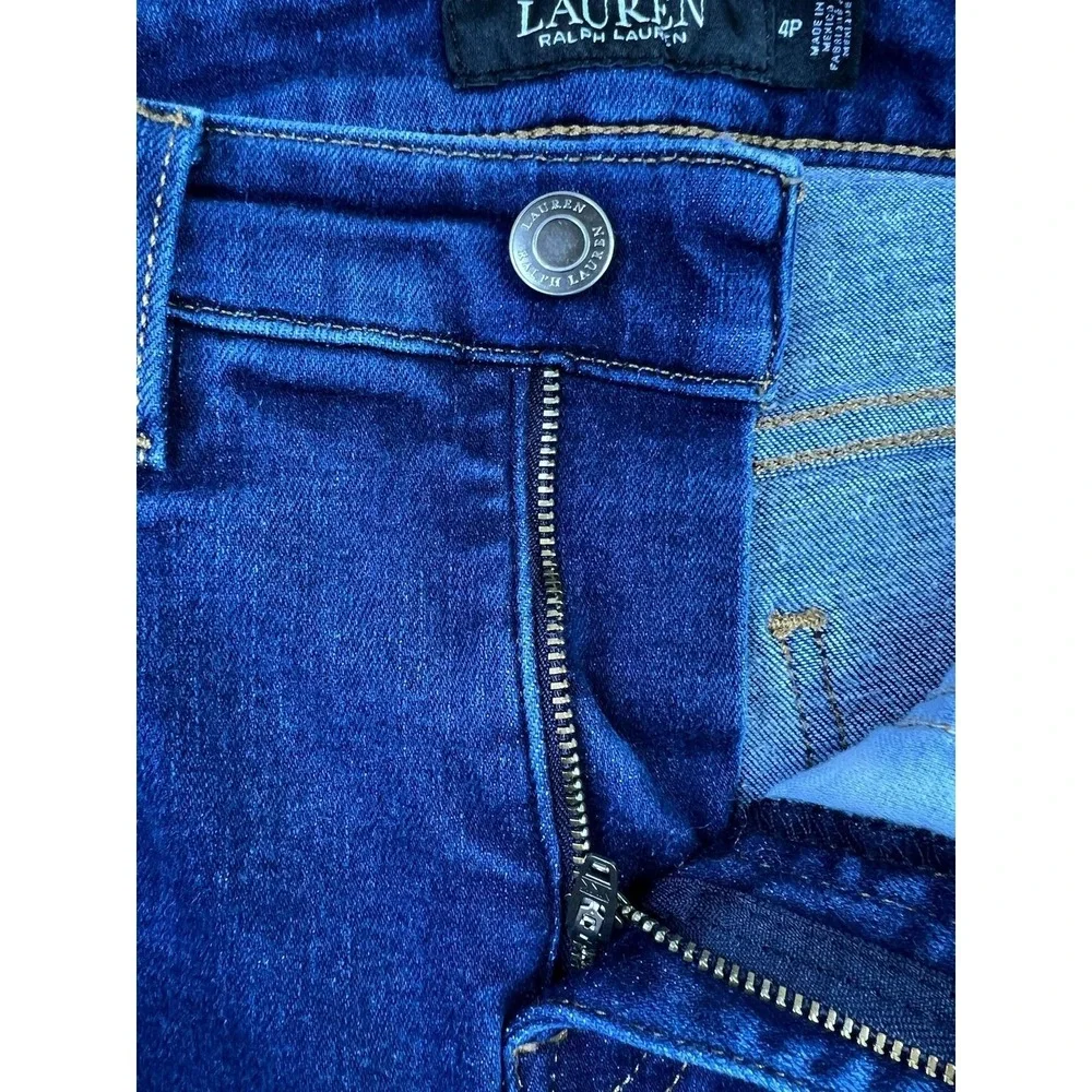 Lauren Ralph Lauren Skinny Jeans Womens 4P Blue Dark Wash Mid Rise Stretch Denim